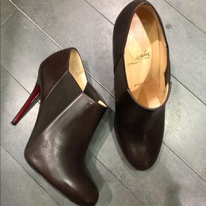 Louboutin brown stiletto booties